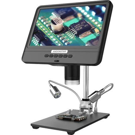 Microscopio digital, pantalla de 8,5 pulgadas, aumento de 5X a 1200X, con batería. (1/2)