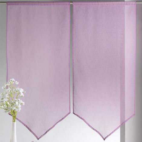 Paire de petits voilages bas en pointe Lilas 60x130 cm