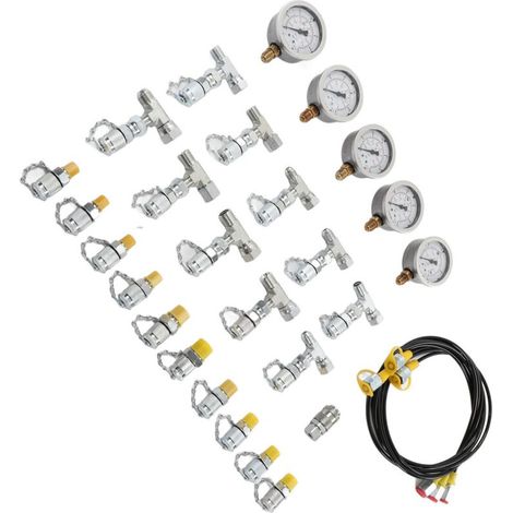 Hydraulic pressure test kit, 3 hoses, 11 settings, 10 tee connectors (1/5)
