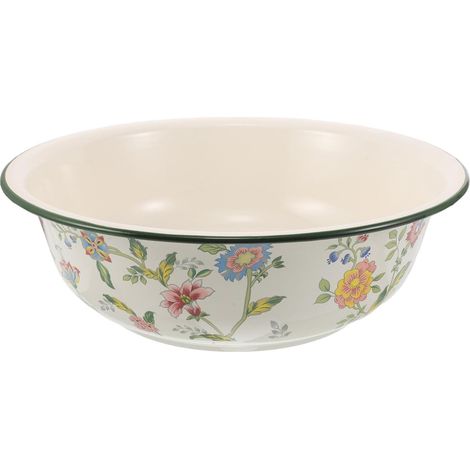 Bol émaillé épais de 30 cm, bol multifonctionnel vintage pour pétrir la pâte et laver les légumes (1/4)