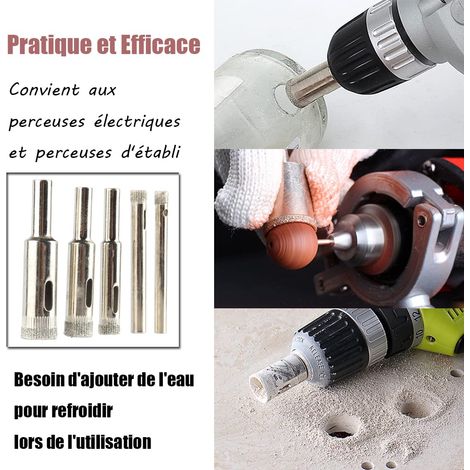 Mesee 10Pcs Trou Scie Cloche Forets avec Revêtement Diamant, Trépan Foret Diamanté M5-M12 Coupeur de Forage Trou Professionnel pour Verre, Porcelaine, Marbre, Céramique, Carrelage, Carreaux Vitrifiés (1/4)