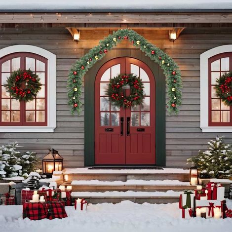 Weihnachtsgirlande mit Kugeln und LED-Leuchten 5 m