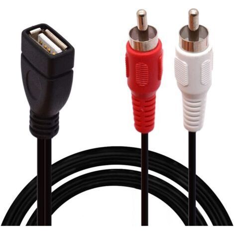 – USB to RCA cable 1.5m – USB A 2.0 female to 2 RCA male jacks – Audio video AV splitter – Maximum signal transmission (1/4)