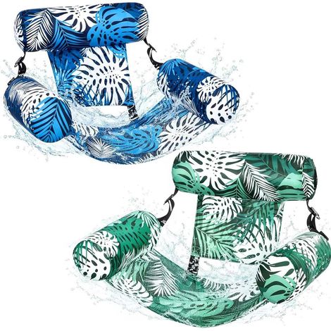 Pièces Bouee Piscine Adulte, Matelas Gonflable Piscine, 4 in 1 Hamac d'eau Gonflable, Fauteuil Gonflable de Bouée, Chaise Flottante pour Fêtes, Été, Plage, Lac, Aquatique (1/5)