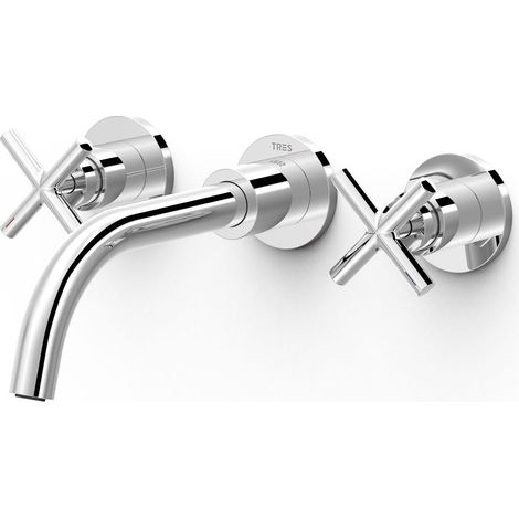 TRES 28330002 MONT BLANC Grifo Bimando Empotrado Lavabo Color Cromo (1/2)