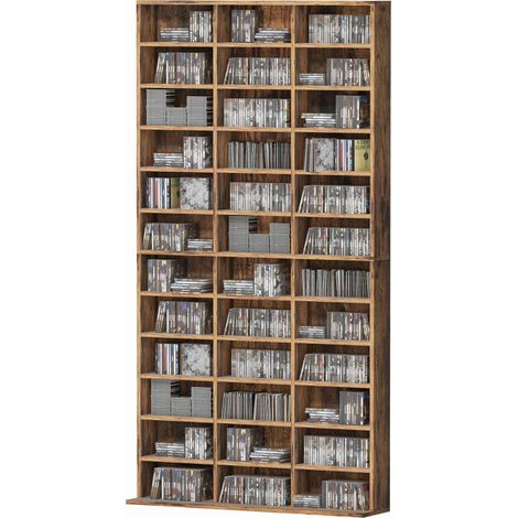 CD Storage Unit Adjustable Shelves, 102 x 195 cm, Rustic Brown (1/5)