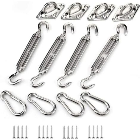 Kit de Fixation pour Voile D'ombrage, Acier Inoxydable Voile D'ombrage Kit de Fixation pour Triangle et Carré, Rectangle, du Voile D'ombrage Accessoires de Fixation M5 -Versaill (1/5)