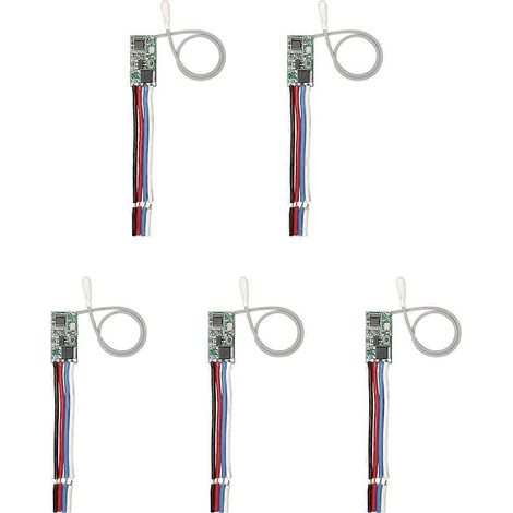 Lot de 5 interrupteurs sans fil 433,92 MHz CC 3,6 V-24 V avec mini-interrupteur universel et relais récepteur pour éclairage LED (DIY). (1/5)