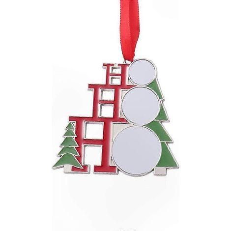 Suspension de Noël vierge pour sublimation, arbre décoratif avec corde rouge, ornement à personnaliser pour loisirs créatifs de fête (1/4)