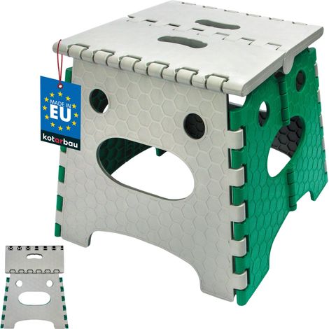 KOTARBAU® Marchepied Pliable - Tabouret Pliant 27 cm - Plastique - Marche Pied - Escabeau Pliant - Tabouret Pliable - Gris + Vert (1/4)