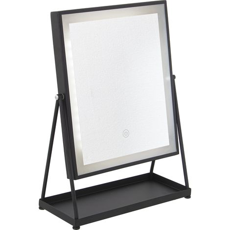 Tischmetall-Metall-Badezimmerspiegel mit LED-Leuchten-schwarzen Metallschwarz 29x38cm Spiegel: 25x29Pour Alle Stile, um dem Haus eine Note zu verleihen (1/5)