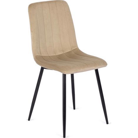 Silla de comedor tapizada moderna tipo loft Ibis en terciopelo beige (1/5)