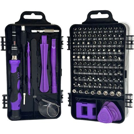 115 en 1 Mini jeu de tournevis(Violet) de précision jeu de tournevis de précision pour Machine à laver climatiseur réfrigérateur voiture électrique (1/5)