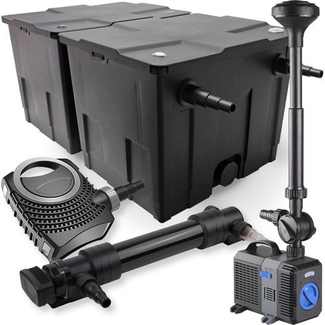SunSun 2 de cámara filtro Set 60.000l 36W UVC Clarificador neo10000 80W Bomba Fuente jardin