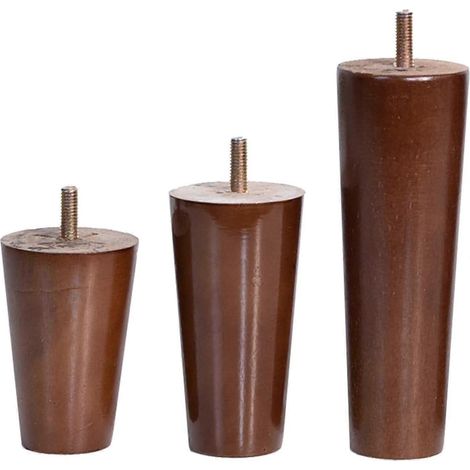 4er-Pack Massivholz-Möbelbeine, Spindelgewinde M10, Walnussholz, konisch, Ersatzbeine für Sofa, Tisch und Stuhl – 25 cm (9,8 Zoll), gerade