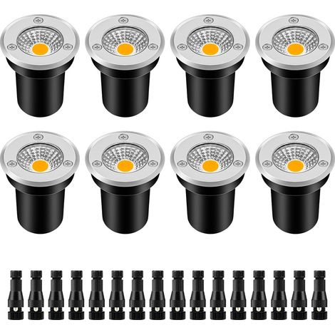 Einbau-LED-Gartenleuchte mit Niedervoltbetrieb, 3 W, 12–24 V, IP67 wasserdicht, geeignet für Boden, Einfahrt, Terrasse, Treppe, Garten (8er-Pack, warmweißes Licht).