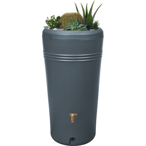 4rain AZURA 2in1 serbatoio per pioggia 230 litri grigio grafite incl. ciotola per piante