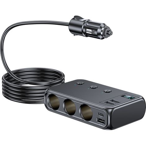 New C29S 1-to-3 Car Charger, High Power 128WC, Multi-functional Car Charger Converter -- C29S 1-to-3 Cigarette Lighter (1/3)