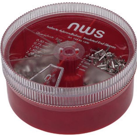NWS 144-BS-1400 Assortimento Capicorda 0.5 mm², 0.75 mm², 1 mm², 1.5 mm², 2.5 mm² Non isolato Argento 1400 pz.