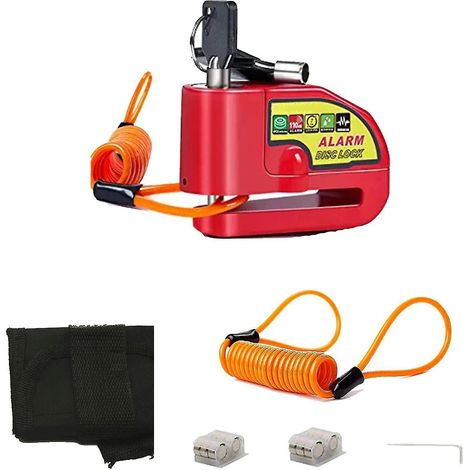 Antivol de disque de frein rouge pour moto avec alarme de 110 dB (1/4)