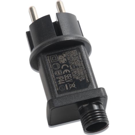 Adaptador de corriente negro estándar europeo para guirnalda de luces navideñas de 31 V y 9 W, IP44 (1/4)