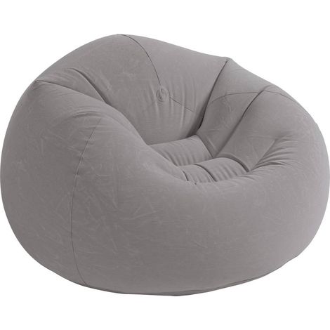 Intex – Fauteuil gonflable beanless bag gris – Dimensions 114 x 114 x 71 cm – Surface hydrofuge et tressée – Idéal pour détente et loisirs