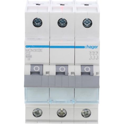 Interruttore automatico 3P C 2A 6kA AC MCN302E