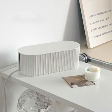 Aufbewahrungsbox für Steckdosenleisten, Stecker und Kabel mit Schutzhülle – Weißer Kunststoff, 30 x 13 x 11 cm, für Zuhause (1/5)
