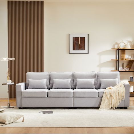 Canape 4 places lin avec poches de rangement OKMYHOME (1/5)