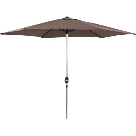 Habitat Et Jardin – Parasol droit aluminium 3m – Toile polyester 160g/m² – Système d'ouverture facile – Résistant aux UV et à la corrosion – Taupe