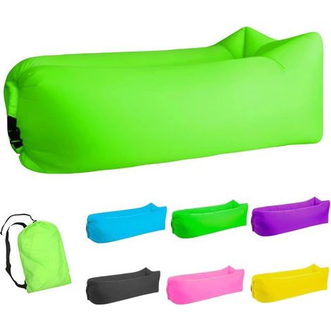 Chaise longue gonflable - PZCC - 200×70 Polyester 190T - Étanche - Gonflage sans pompe - Support 450 lb (1/5)
