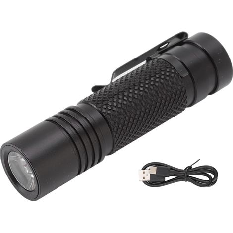 Wiederaufladbare LED-Taschenlampe mit 800 Lumen, USB-Anschluss, 5 Leuchtmodi, wasserdicht, kompakt für Wandern, Camping und Notfälle (1/5)