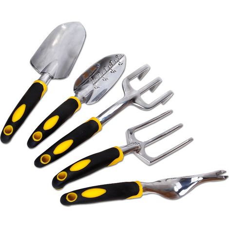 Kit d'outils de jardinage Spade Rake Set Aluminium Poignée en plastique 5 pièces (1/5)