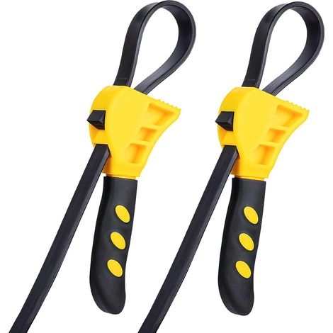 Clé à Sangle 2 Pièces, Outil Démontage Filtre à Huile avec Courroie, Clé Universelle Plomberie pour Tuyaux Bocaux Professionnelle (1/5)