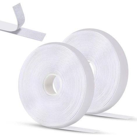 LYERCW - Lot de 2 5m x 2cm Blanc Ruban Adhésif, Scratch Autocollant Double Face, Autocollant, Adhésif Puissant Convient Aux Cadres Photo, Fenêtres, Moustiquaires, Bricolage (1/5)