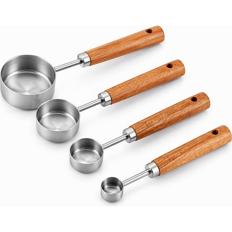 cuillère doseuse de cuisine argenté en set, lot de 4