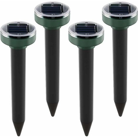 Lot de 4 répulsifs solaires anti-taupes à énergie solaire à ultrasons pour animaux de jardin, pelouse, jardin, débarrassez-vous des taupes campagnols gopher rats rongeurs (1/5)