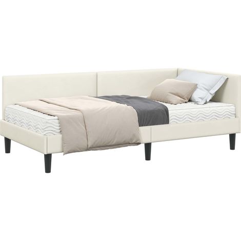 Corner Bed Frame with Mattress Other Manual 2 pcs Cream Velvet vidaXL (1/5)