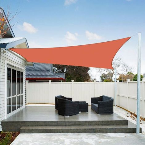 Voile d'ombrage triangulaire imperméable 4 x 4 x 4 m, protection UV pour terrasse et jardin, couleur terre cuite (1/5)