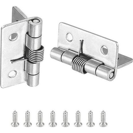 4 pièces charnières à ressort à ouverture fermeture automatique, charnières de porte à ressort en acier inoxydable, charnières à fermeture automatique pour portes invisibles(3,8 cm) (1/5)