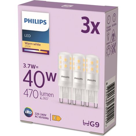 LED ampoule standard, Equivalent 40W halogene, culot G9, éclairage blanc chaud 2700K, 3-pack, nouvelle génération (1/5)