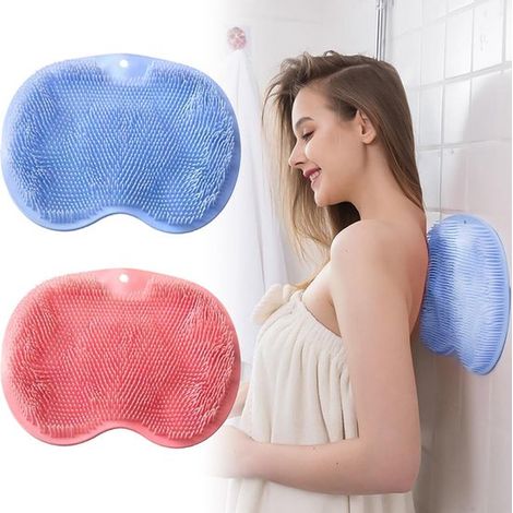 Tapis de massage pour le dos et les pieds - Lot de 2 tapis de douche exfoliants pour le dos et les pieds, tapis de massage mural en silicone avec vent (1/3)