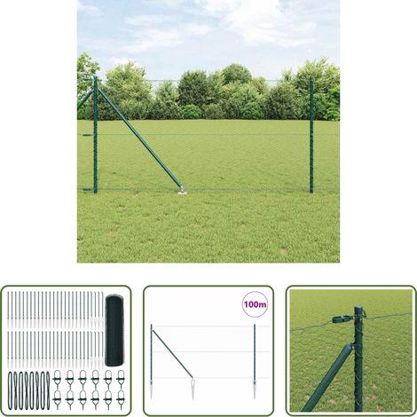 Poteaux de clôture - Poteau de clôture. Vert 100 x 1 m (maille de 25 mm) (1/5)