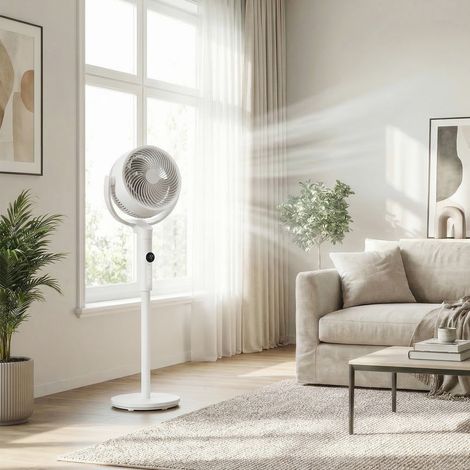 Songmics – Ventilateur sur pied silencieux 15 vitesses – Télécommande – Oscillation large – Minuterie – Hauteur réglable – Circulation d'air optimale