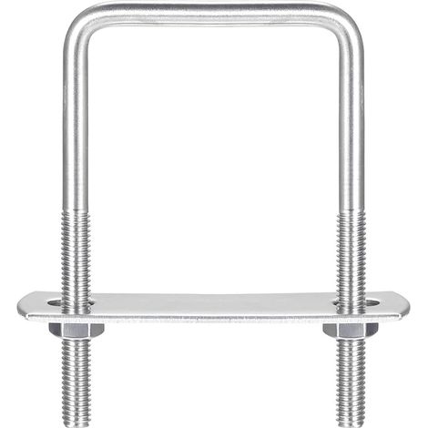 Carré U-Boulons, 2 Ensembles 52mm(2.05") Interne Largeur 80mm Longueur M6 304 Inox Acier U Pince Boulon avec Écrous et Plates, pour Remorque Bateau (1/5)