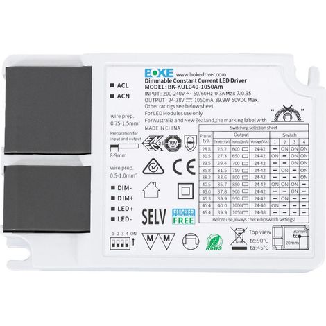 Driver Regolabile 1-10V 200-240V No Flicker Output 24-38V 600-1050mA 25-40W BK-KUL040 BOKE  103 mm40 W