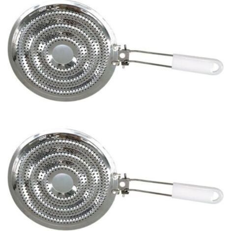 Diffuseur de chaleur pour plaque de cuisson, accessoire pour cuisinière à gaz, lot de 2 diffuseurs de chaleur, blanc, acier inoxydable, 20,5 cm (1/5)