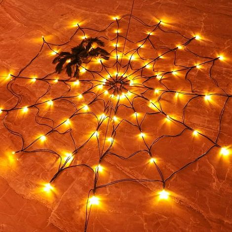 Guirlande lumineuse d'araignée violette à 96 LED avec araignée, 8 modes d'éclairage, décorations d'Halloween pour l'intérieur et l'extérieur (jardin, cour, maison, patio) (Violet) (1/4)