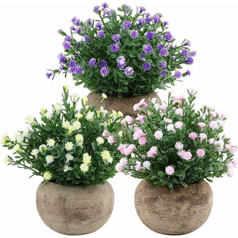 3pcs Artificielles Mini Plantes Artificielles avec Pot Decoration pour Maison Mariage Exterieur Bureau Table Jardin (1/5)