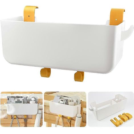 Panier de rangement suspendu de chevet en plastique, support de lit pour dortoir, organisateur de chevet pour lit superposé, accessoires de rangement suspendus avec crochets détachables (1/5)